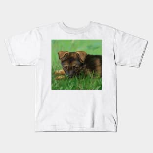 Super Cute German Shepherd Puppy Kids T-Shirt